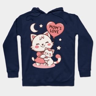 Mom’s Love Cat Mom And Daughter Moon And Stars Cats Lover Hoodie
